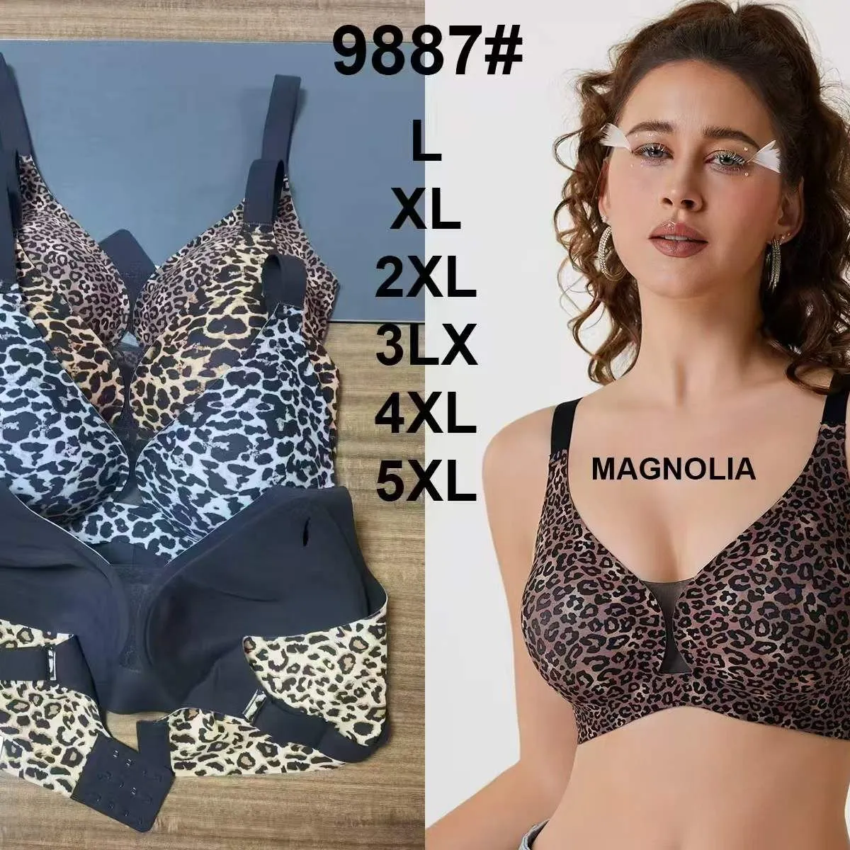Biustonosz damski Magnoli bezszwowy L-5XL wzór leopardo