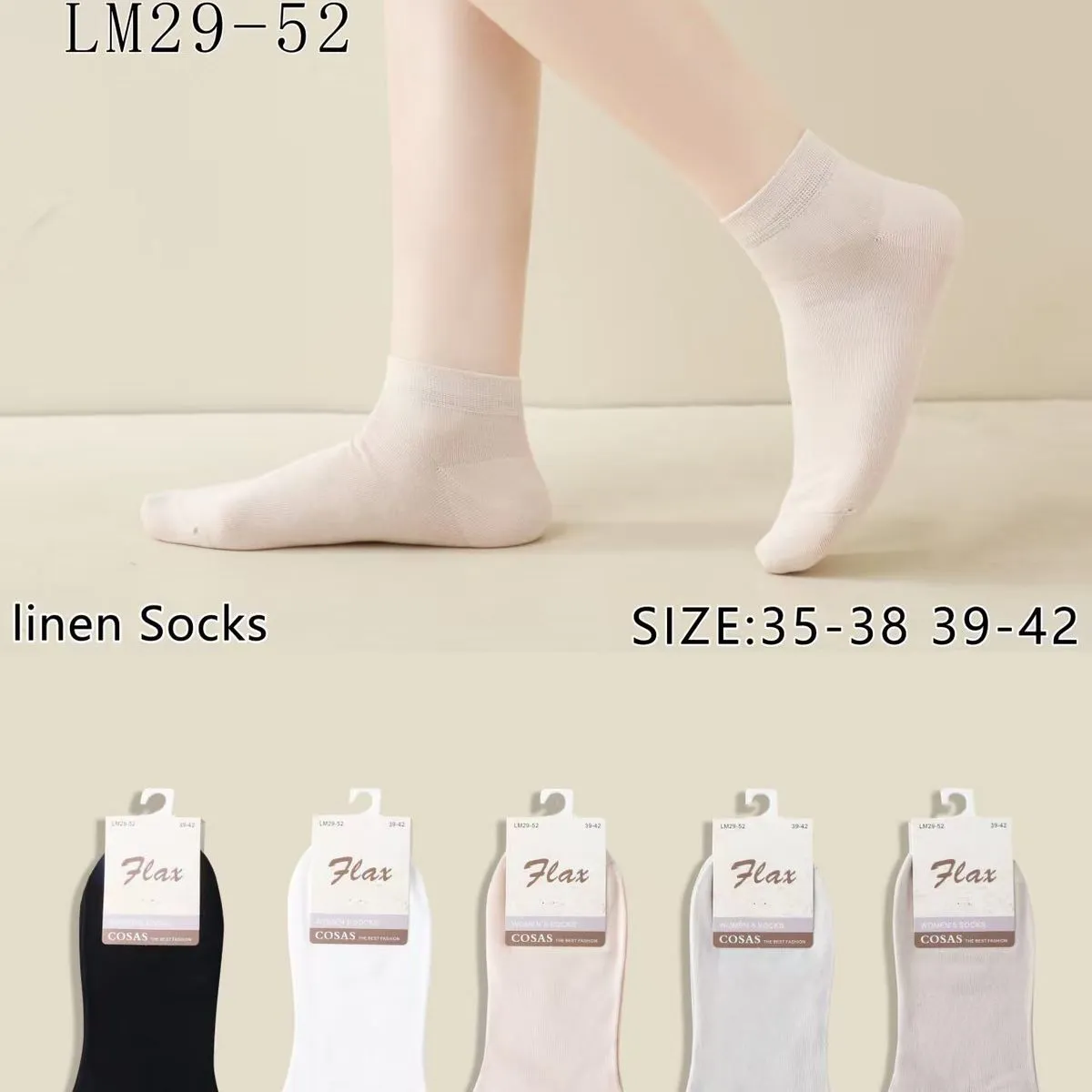 Skarpetki damskie COSASAS Size 35-38/39-42 beżowe/czarne/białe