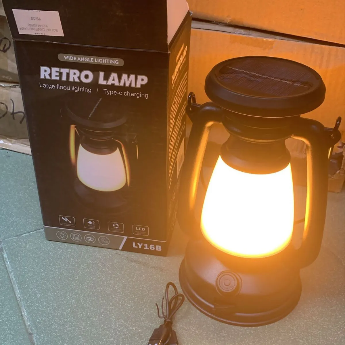 Lampka Retro LED solarna z USB Type-C LY168