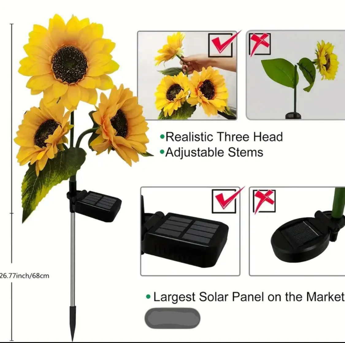 Lampki solarne Słoneczniki Dekoracyjne 2PCS 96cm