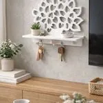Biała dekoracyjna półka ścienna mandala z haczykami