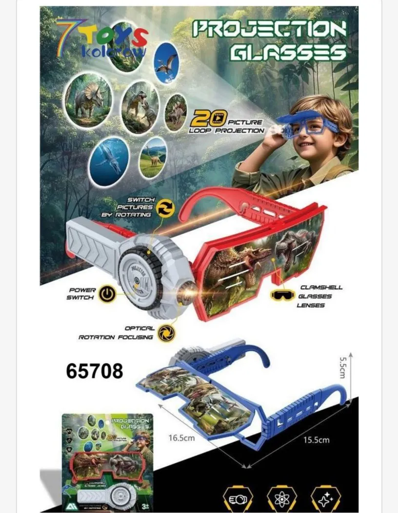 Okulary projekcyjne 7TOYS z dinozaurami 15,5 cm