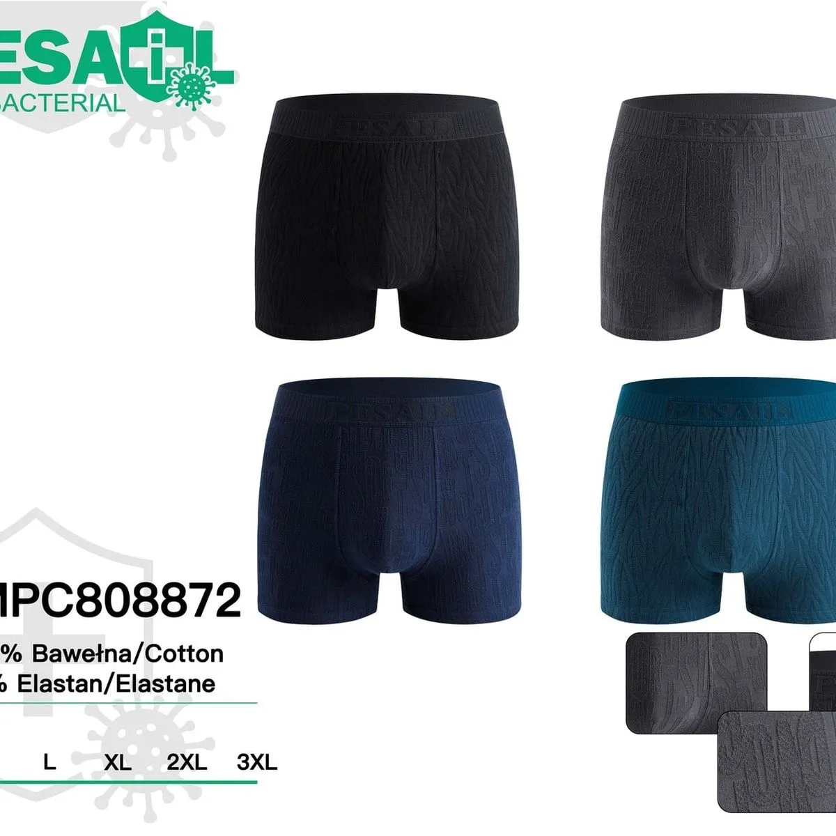 Bokserki męskie Pesaro antybakteryjne L-XXL 95% bawełna