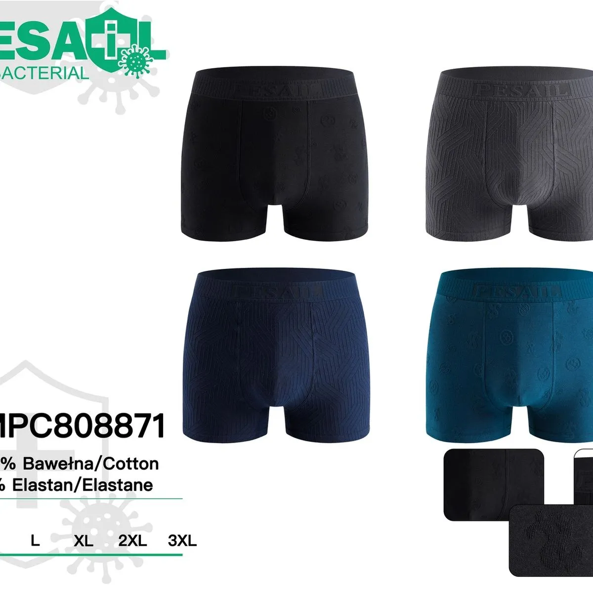 Bokserki męskie Pesaro antybakteryjne L-XXL 95% bawełna