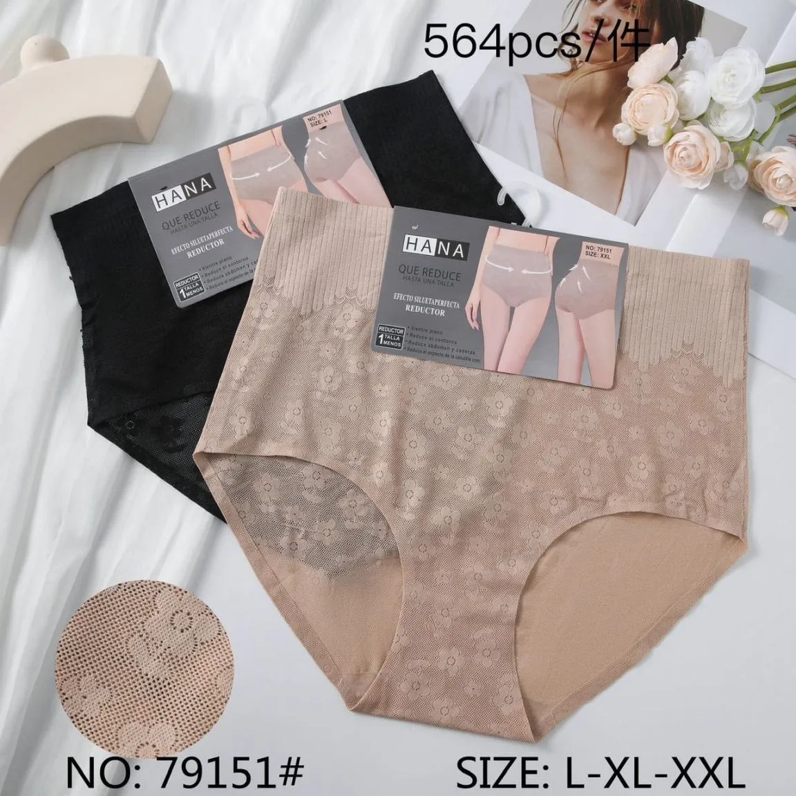 Majtki damskie HANA beżowe i czarne L-XL-XXL