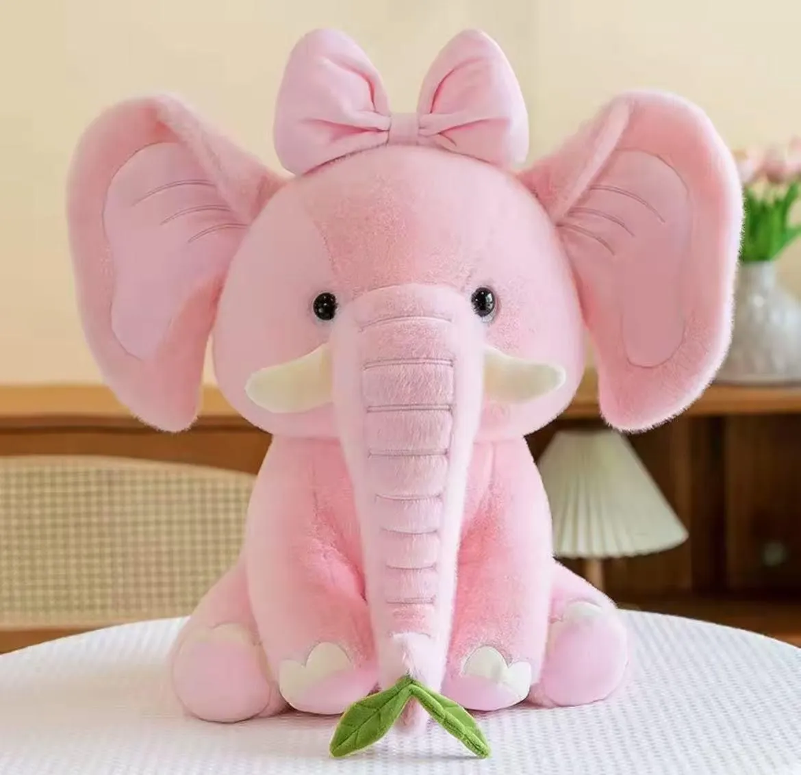 Maskotka Pluszowa Słoń Różowy z Kokardą 45cm