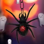 Pająk LED Halloween czarny wiszący na łańcuchu 12 szt.