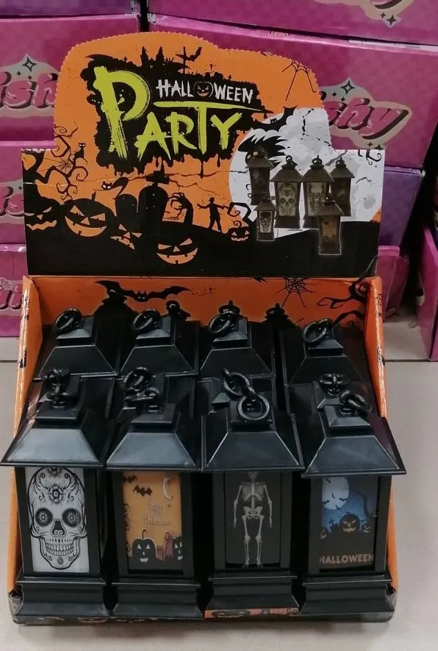 Dekoracja LED Halloween - Lampiony z motywami, zestaw 12 szt.