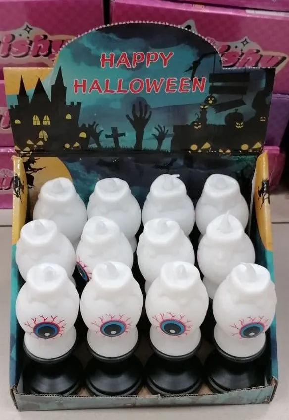 Dekoracja LED Halloween Świeczka Gałka Oczna 12 szt.