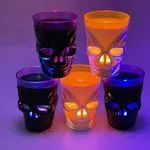 Dekoracja LED Halloween Kieliszki Czaszki - Zestaw 12 szt.