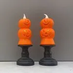 Dekoracja LED Halloween Podwójna Dynia na Czarnym Stojaku 12 szt.