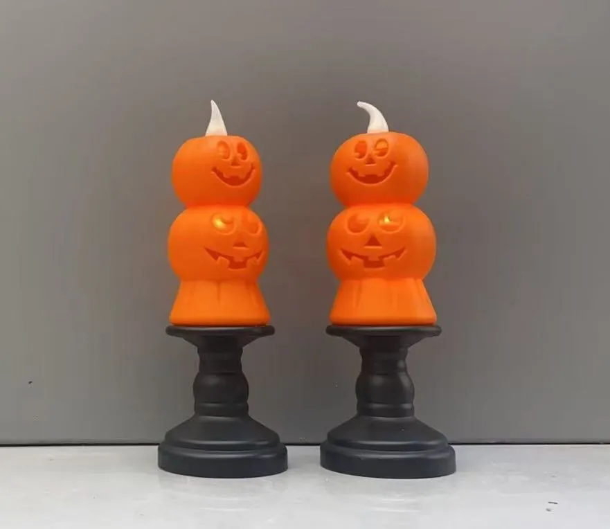 Dekoracja LED Halloween Podwójna Dynia na Czarnym Stojaku 12 szt.