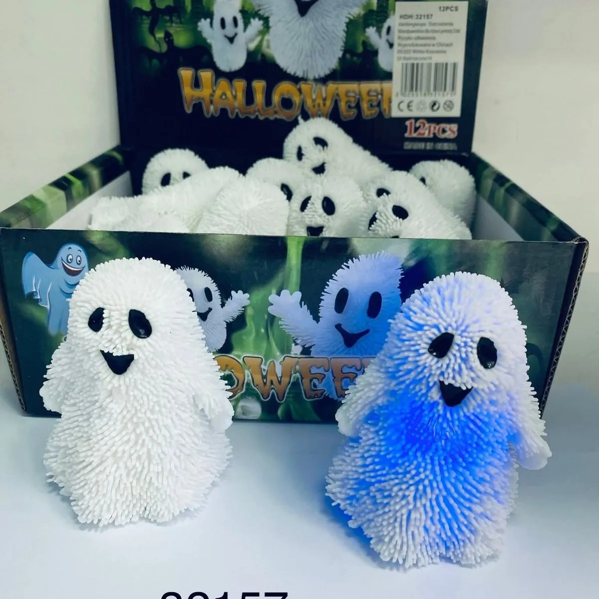 Zabawki Squeeze Halloween Gniotek Duch LED 12 szt.