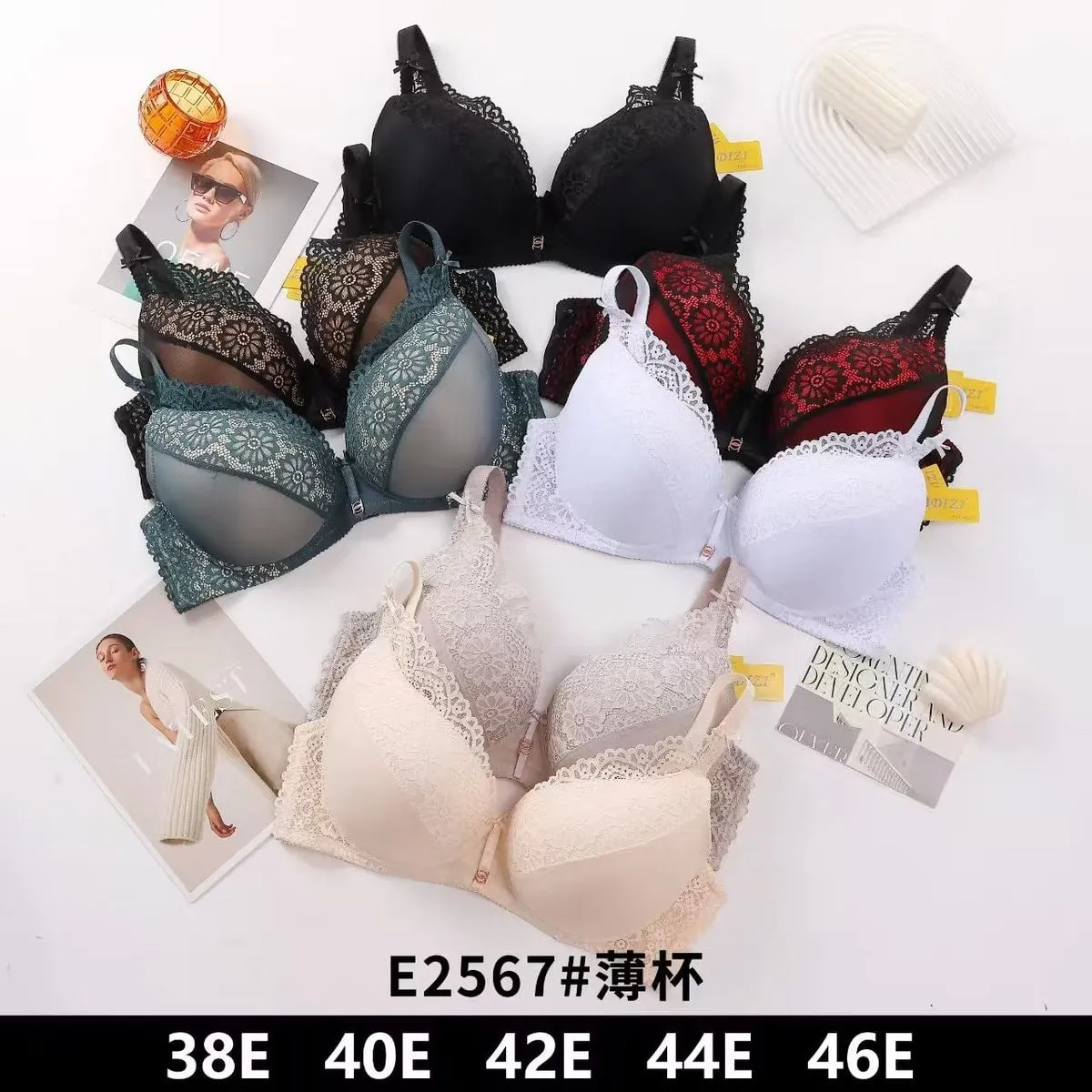 Biustonosz damski push-up koronkowy E2567 różne kolory