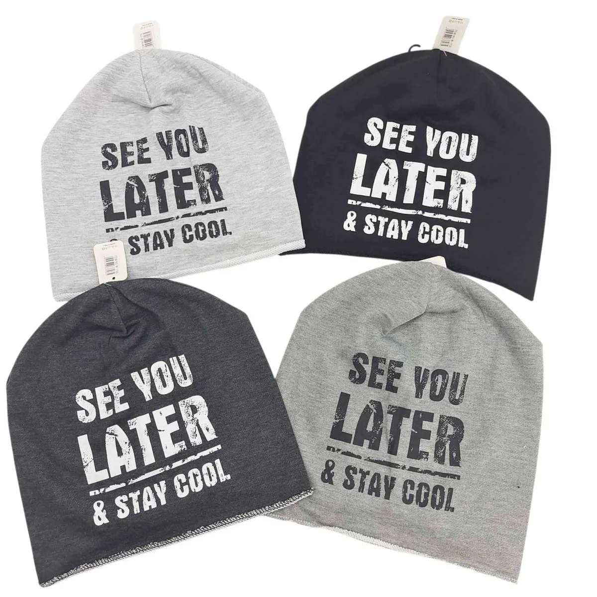 Czapki męskie beanie 'See You Later & Stay Cool' szary/czarny