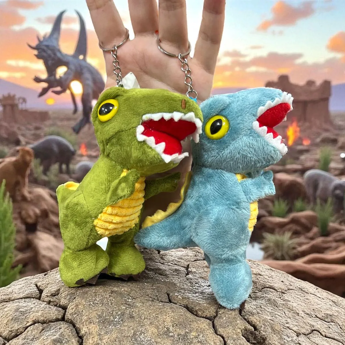 Brelok do Kluczy z Dwoma Dinozaurami T-Rex