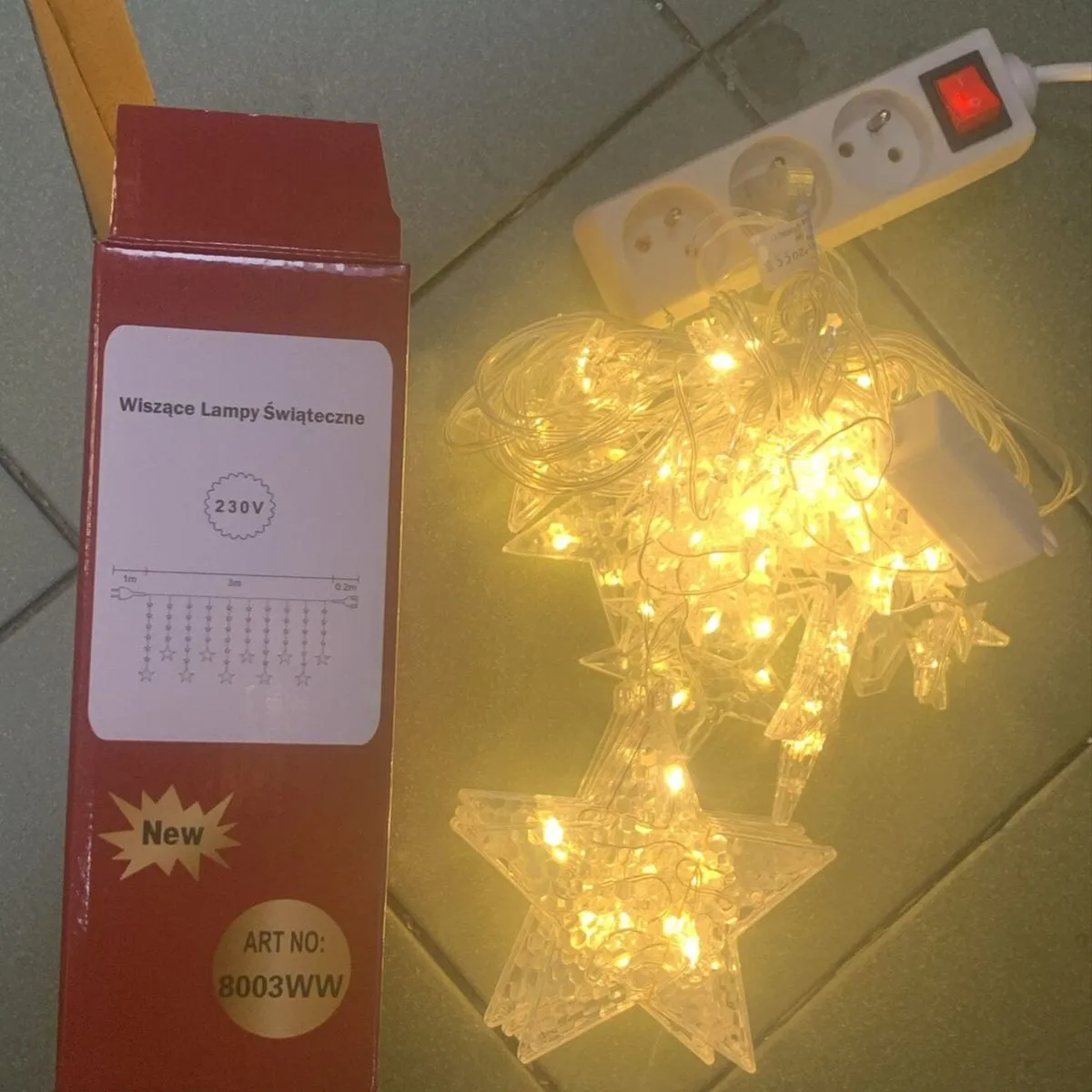 Wiszące Lampki Świąteczne 3m Z Gwiazdami 230V