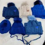 Komplet czapka komin dla dzieci 46-48 cm niebieski beżowy