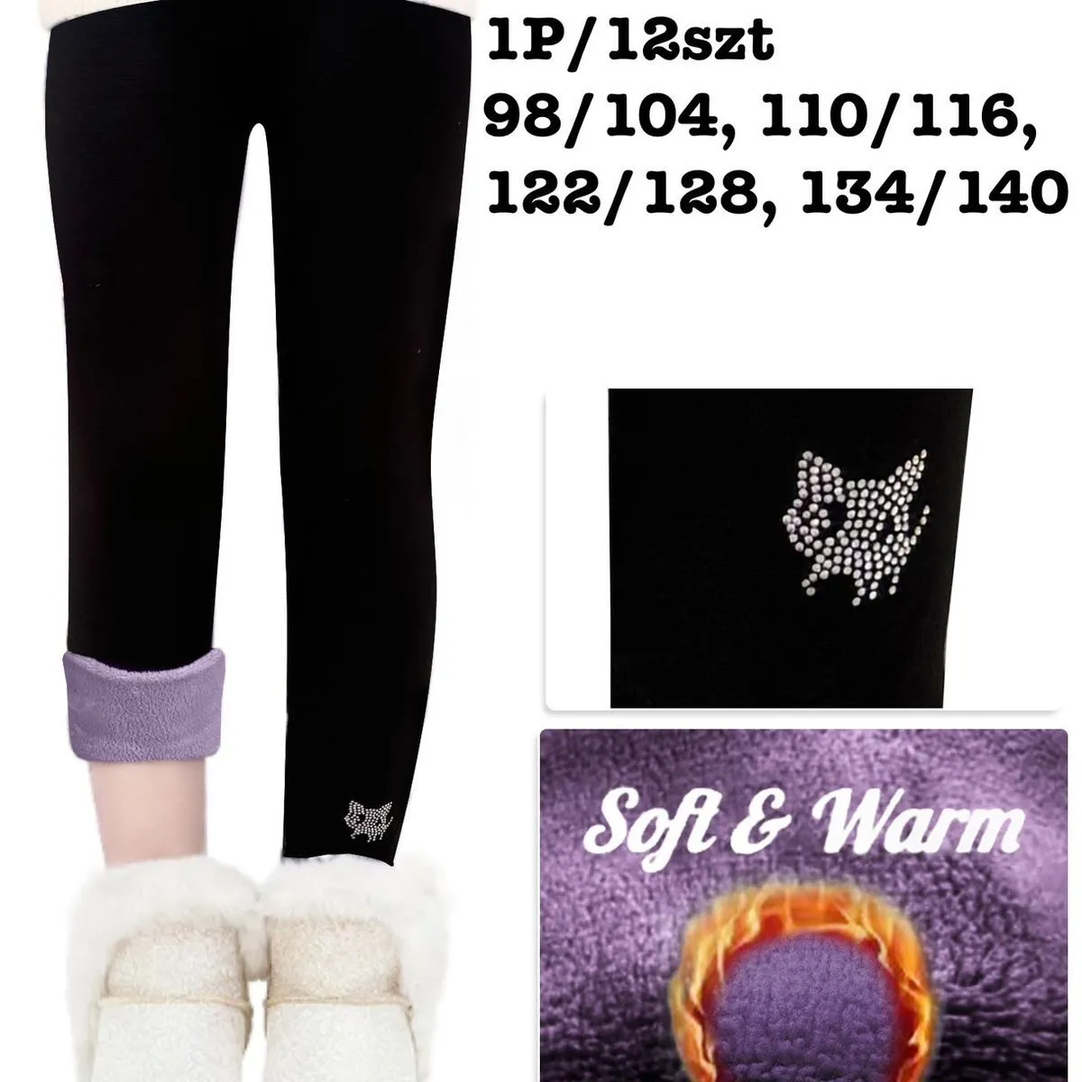 Legginsy dla Dzieci Ocieplane Soft & Warm z Aplikacją