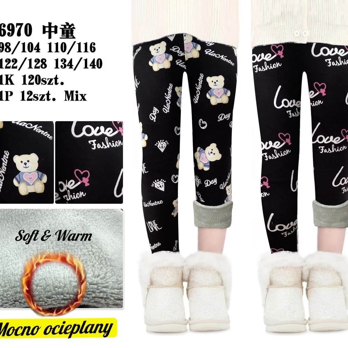 Legginsy dla Dzieci Ocieplane Mix 98/104-140