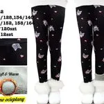 Legginsy dla Dzieci Ocieplane Czarne z Kotkami 122/128-164
