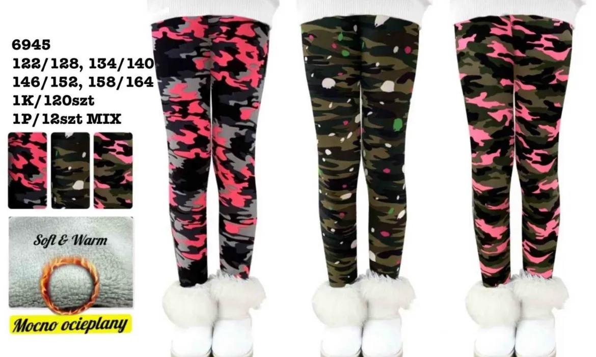 Legginsy dla Dzieci Ocieplane Camo Soft & Warm Mix