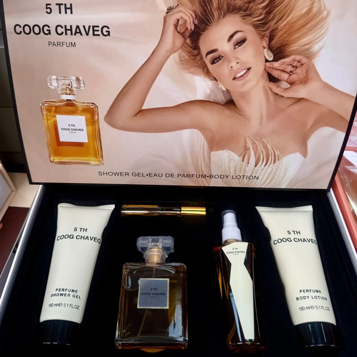 Zestaw 5th Coog Chaveg Parfum Shower Gel Body Lotion Perfume