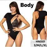 Bodysuit damski czarny z metalicznymi wstawkami S/M/L/XL