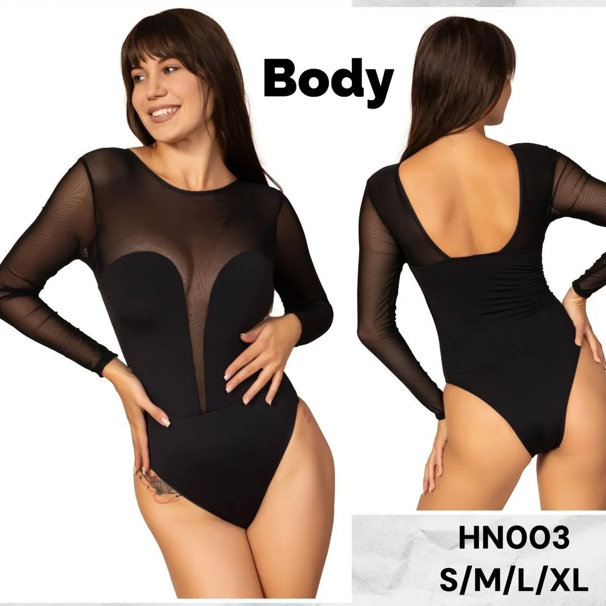 Bodysuit Damski Czarny S/M/L/XL HNO003