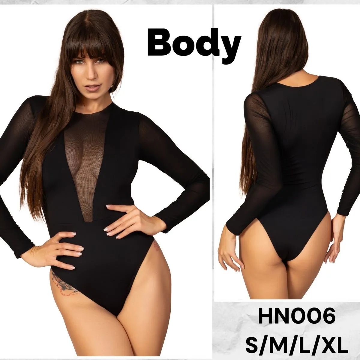 Bodysuit Damski Czarny S/M/L/XL