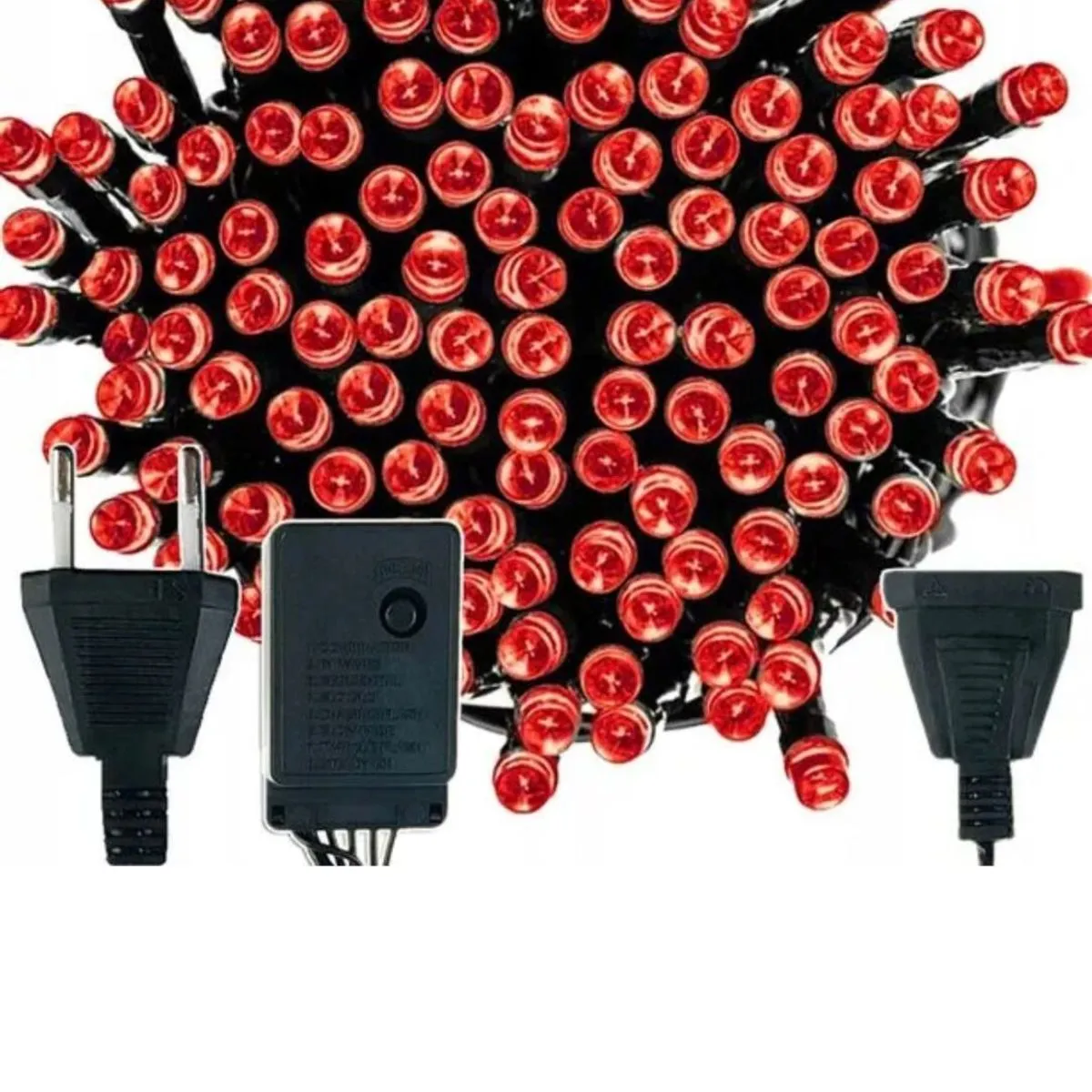 Lampki choinkowe 100 LED czerwone z zasilaczem