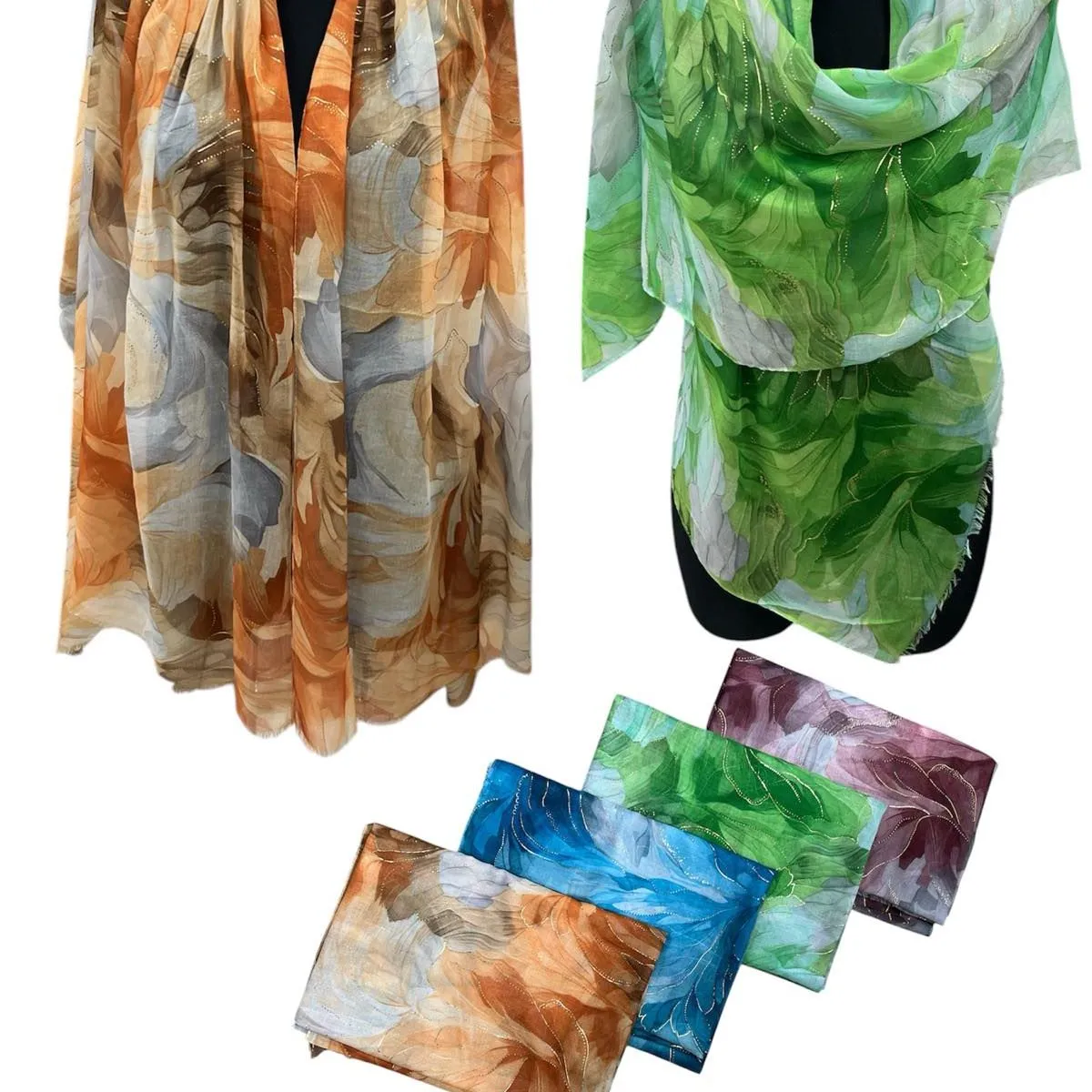 Szaliki damskie viscose wzór kwiatowy C0015938