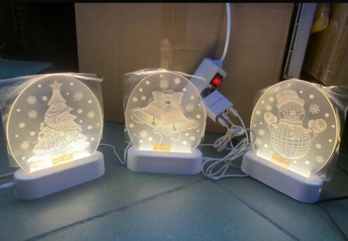 Lampki Dekoracyjne USB Świąteczne 3 szt Drzewko Dzwonek Bałwan