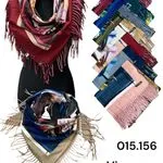 Szaliki damskie wzorzyste viscose z frędzlami