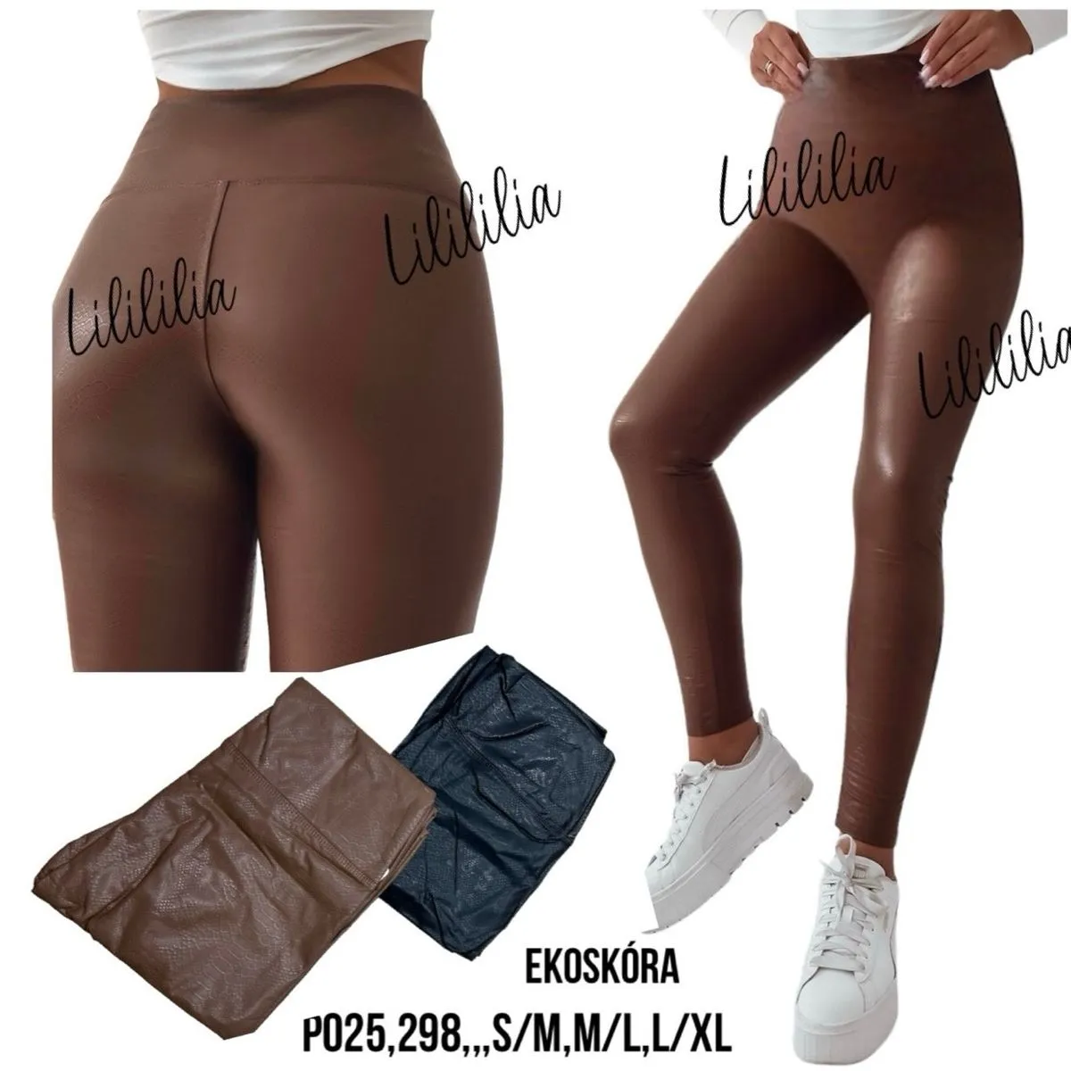 Leggingsy damskie z ekoskóry P02598 S/M/L/XL