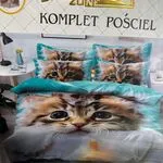 Komplet Pościel 4cz Milano 160/200 Koty Turkusowe