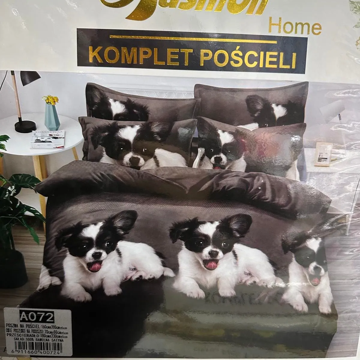 Komplet Pościeli 4CZ 160/200 Fashion Home psy szarości A072