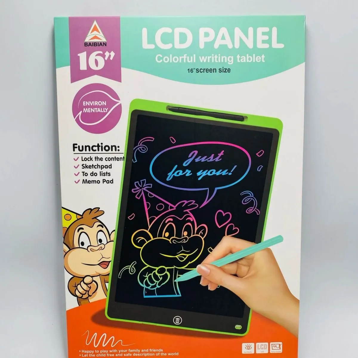 Zabawka Tablet LCD Panel 16" Kolorowy Ekran Pisanie