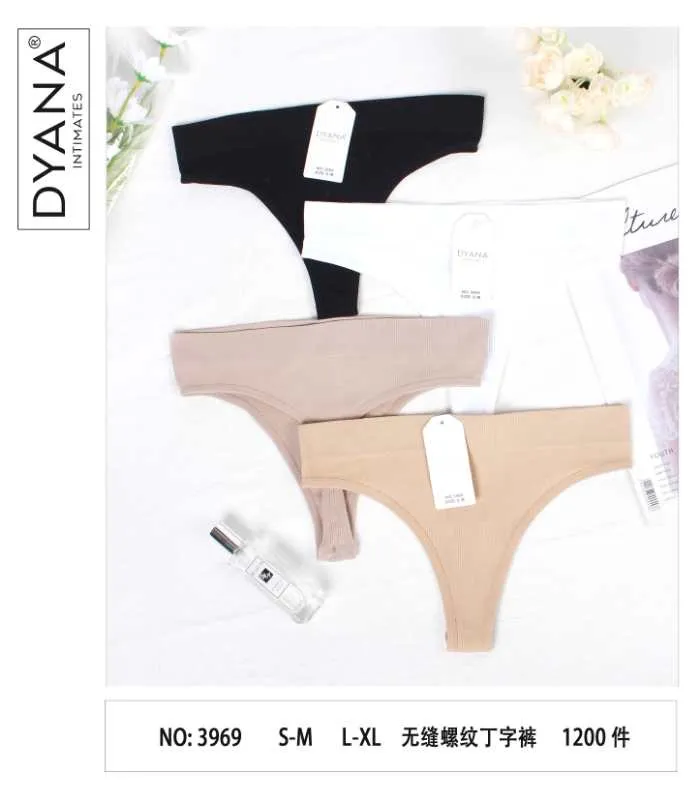 Stringi damskie DYNAN Intimates NO.369 S-M-L XL czarny/beż/biały