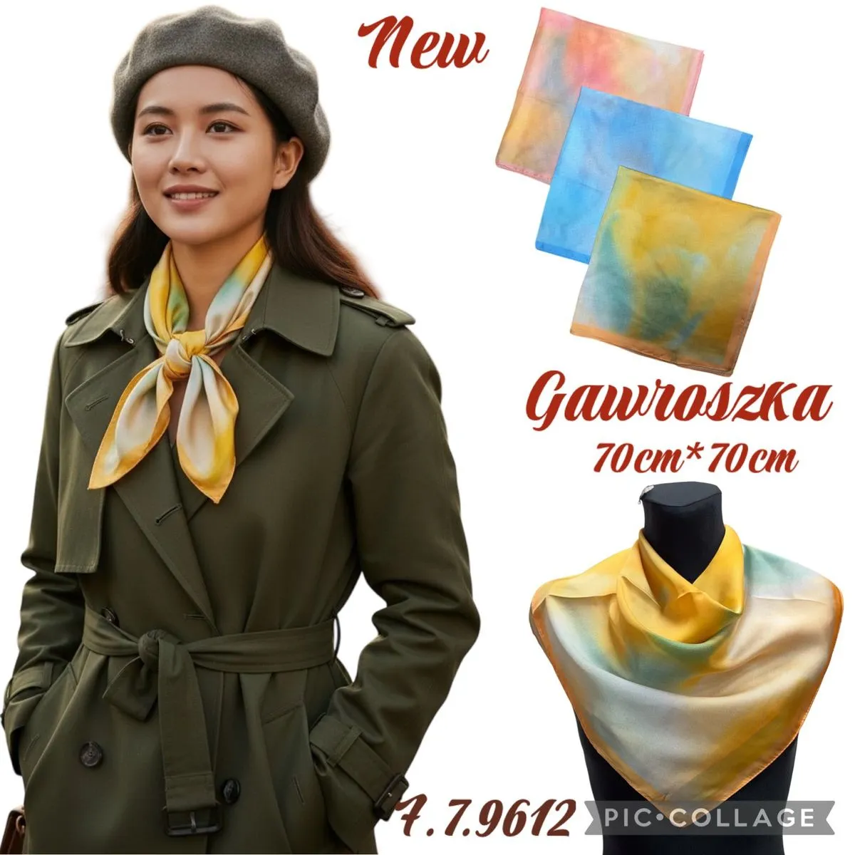 Gawroszka damska 70cm x 70cm wielobarwna