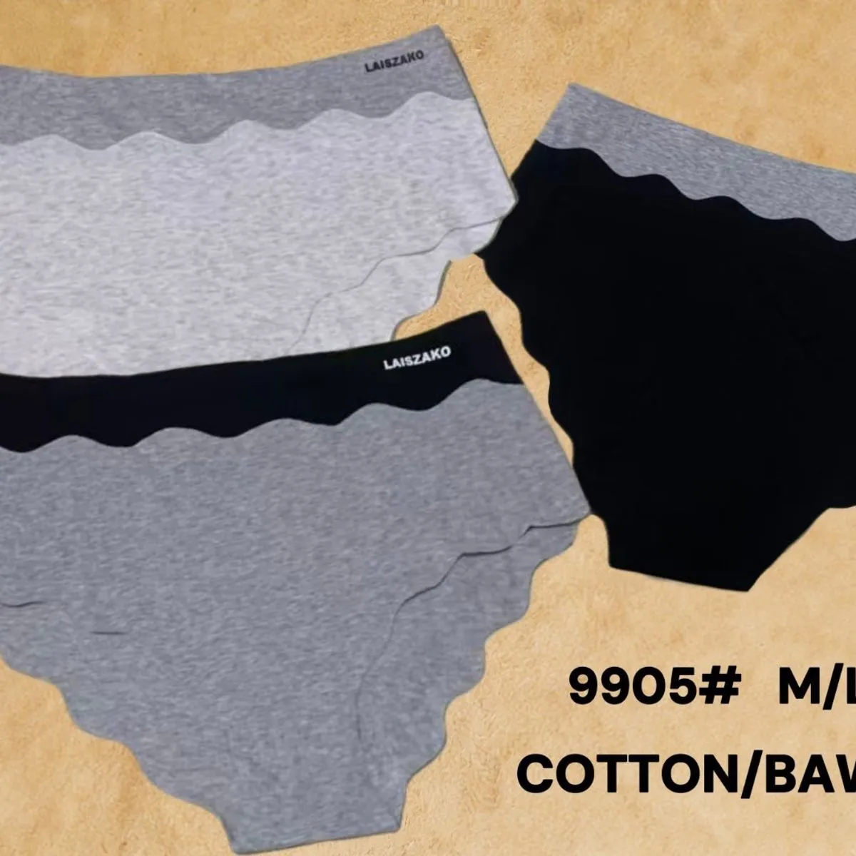 Majtki damskie Lansard 9905 M/L XL bawełna szaro-czarne