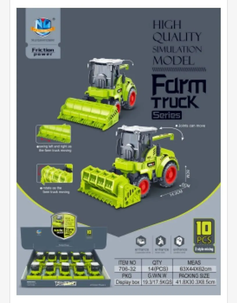 Zabawki Farm Truck Series ciągnik z przyczepą 10szt