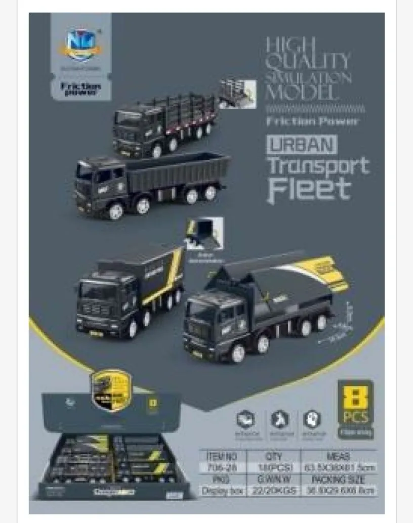Zabawki Urban Transport Fleet modele ciężarówek 8 szt