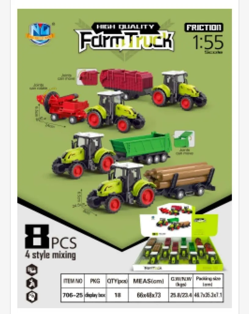 Zabawki Farm Truck Series 1:55 friction 8 szt mix