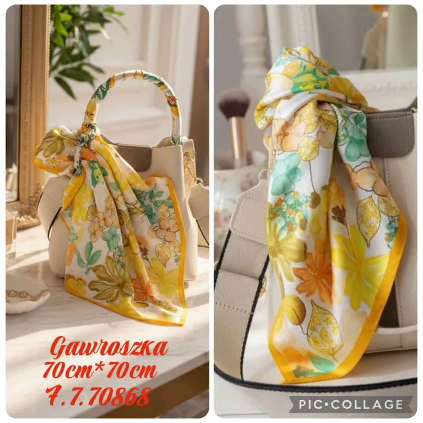 Chusta Damska Kwiatowa 70x70cm Wielobarwna