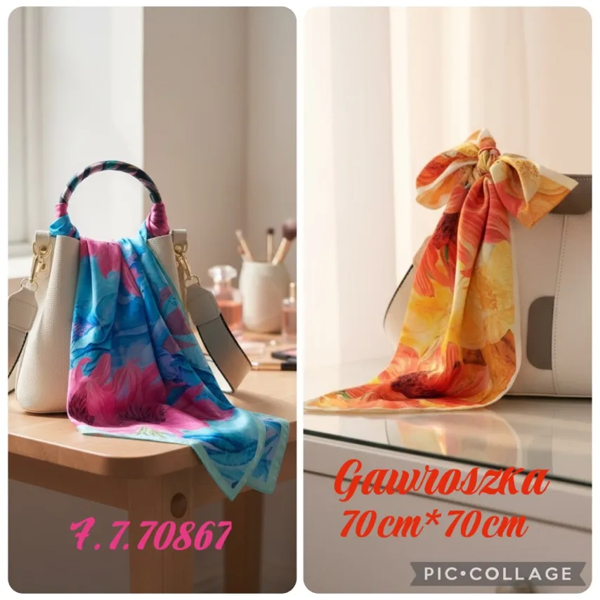 Chusta Damska 70x70 cm Kwiatowy Wzor Multi