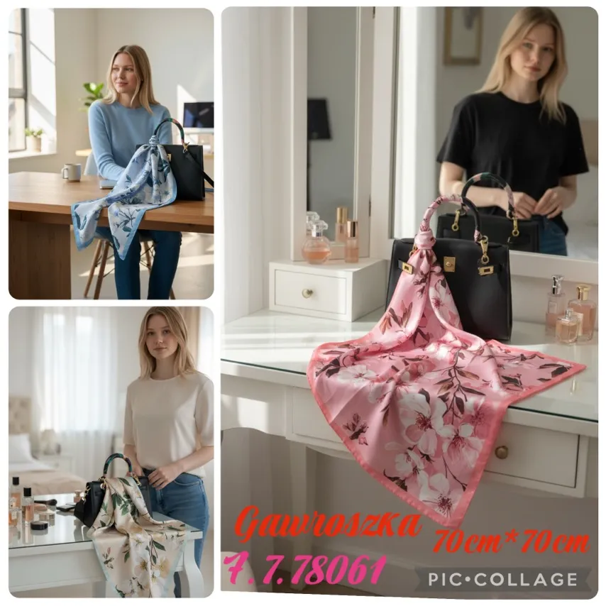 Chusta Damska Kwiatowa 70x70 cm SKU 170226-63