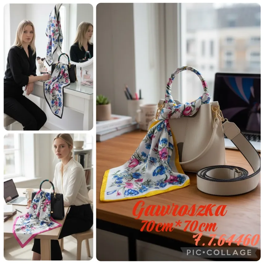 Chusta Damska Kwiatowa 70cm x 70cm Gawroszka