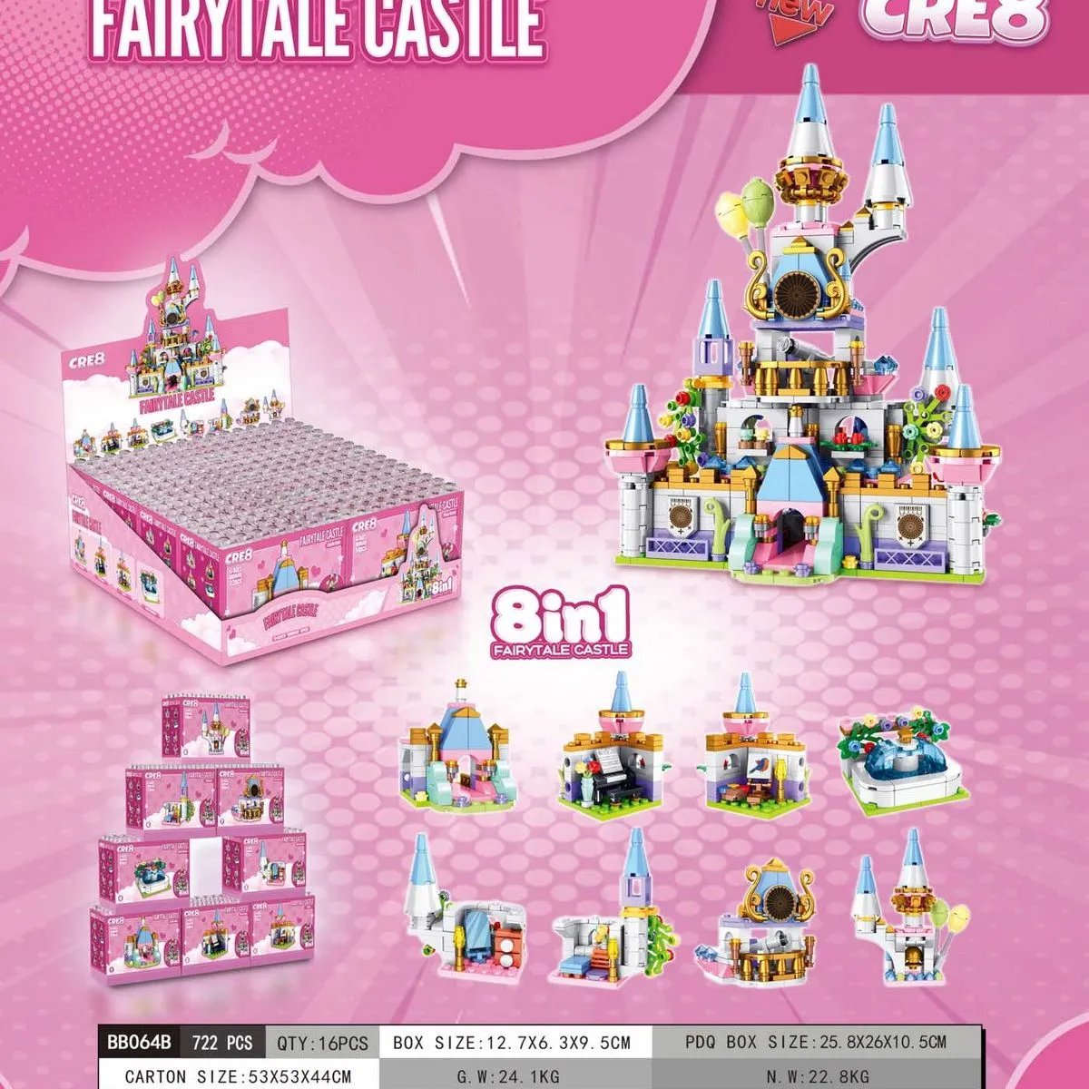 Zabawki Klocki Fairytale Castle 8w1 472 PCS
