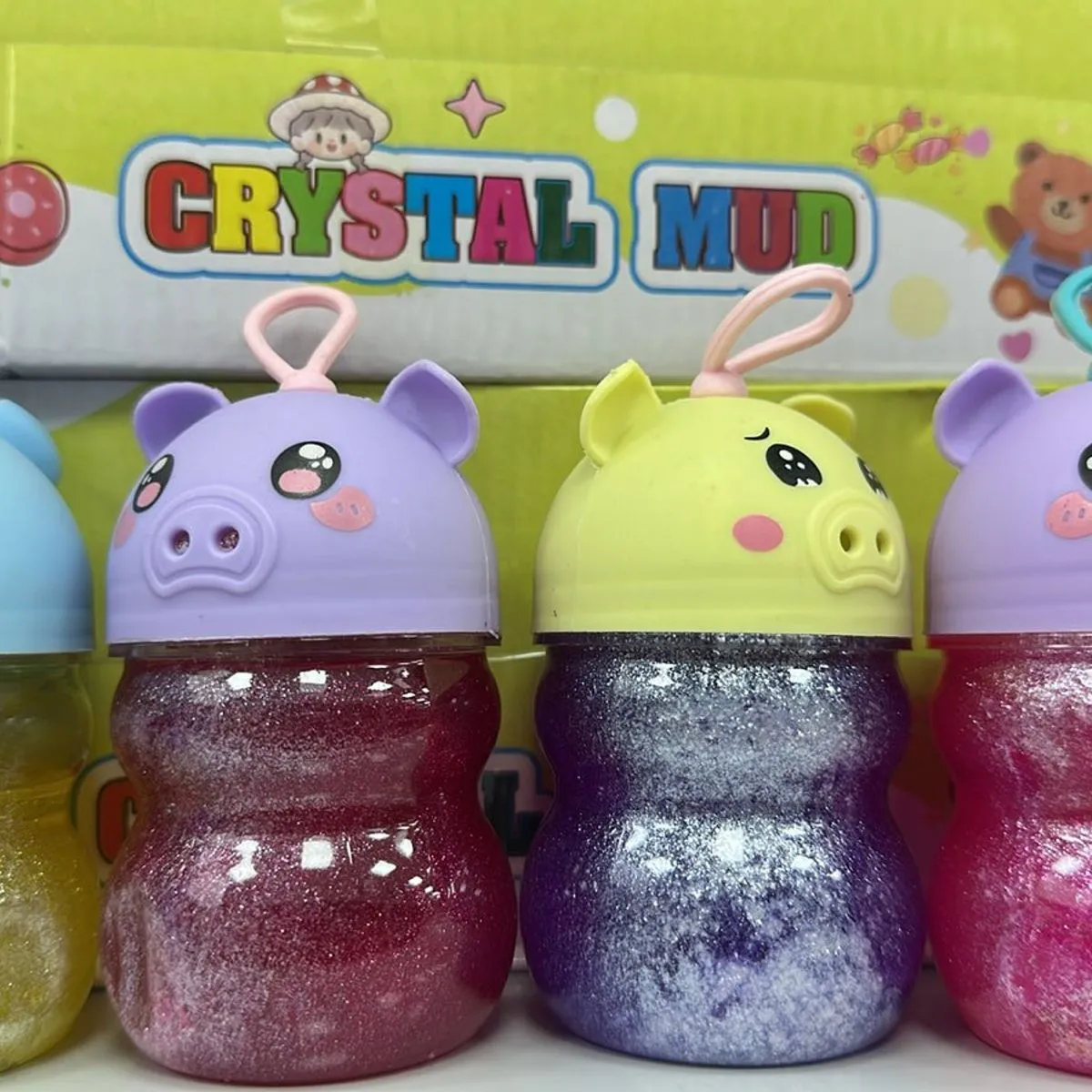 Crystal Mud Slime w słoikach z uchwytem świnki, 12 szt
